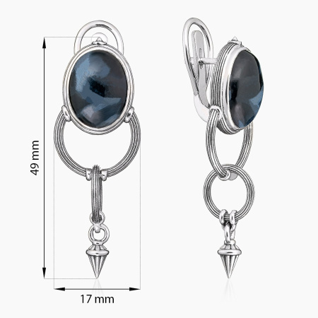 Серьги из серебра с камнем петерсит