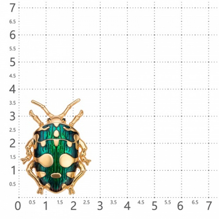 Брошь крупная из серебра с позолотой «Зеленый жук»