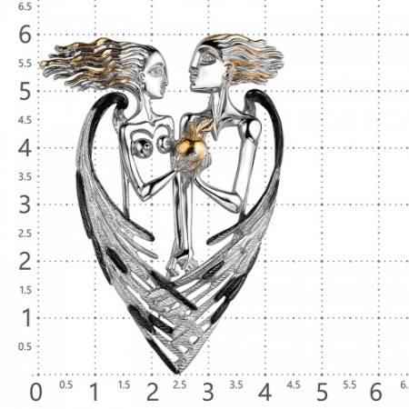 Серебряная брошь «Адам и Ева»