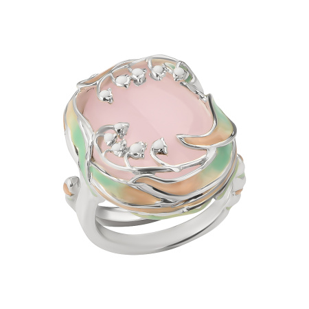 Кольцо из серебра с эмалью «Ландыши»