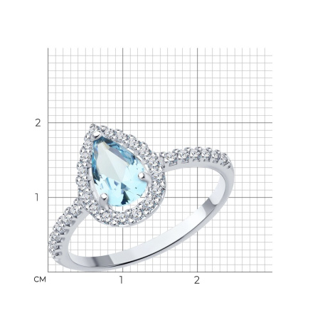 Серебряное кольцо с ситаллом и фианитами