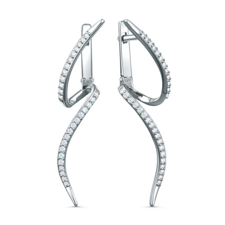 Серебряные серьги с фианитами «Линия»