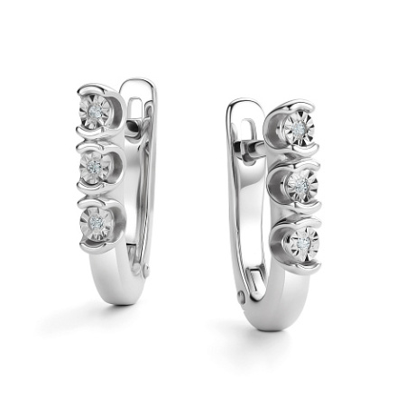 Серебряные серьги с бриллиантом