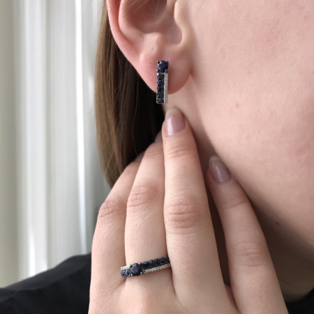 Серьги из серебра с натуральным сапфиром