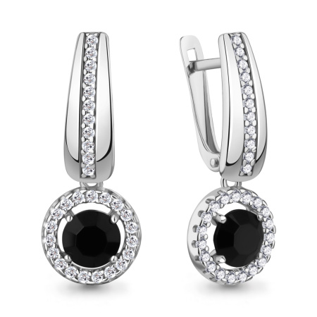 Серьги из серебра с фианитами и стеклом