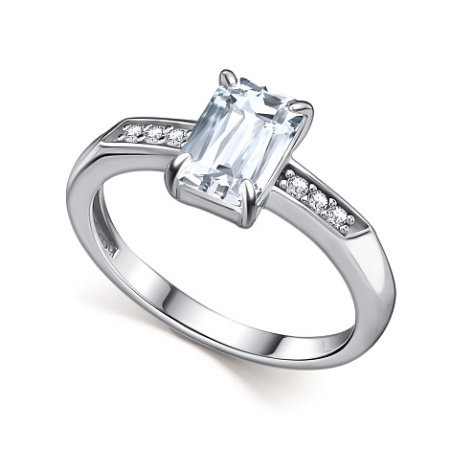 Серебряное кольцо с горным хрусталем и фианитами