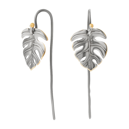 Серебряные серьги «Монстера»