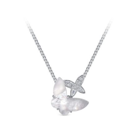 Колье из серебра с перламутром и фианитами «Бабочка»