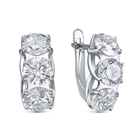 Серьги из серебра с фианитами