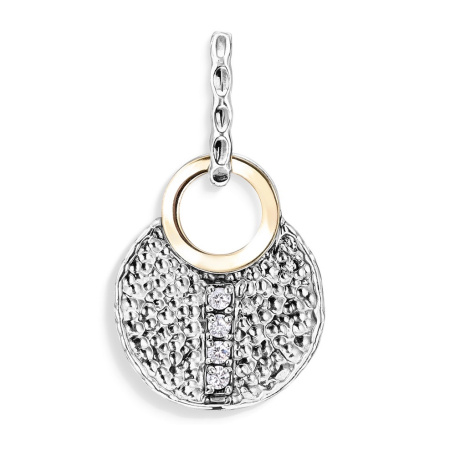 Серебряный кулон с фианитом и золотом