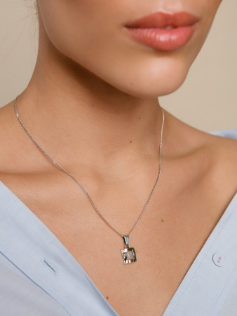 Серебряный кулон с розовым кварцем и золотом