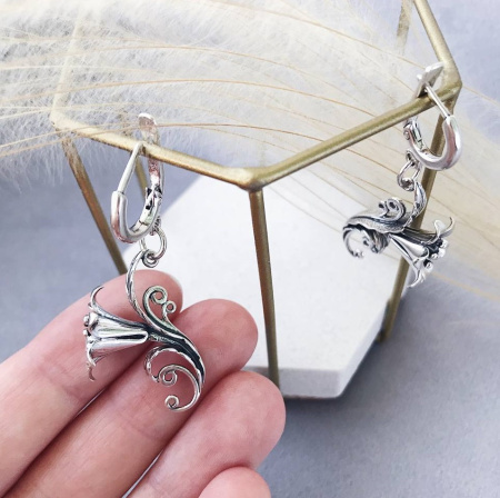 Серебряные серьги «Цветок, Колокольчик»