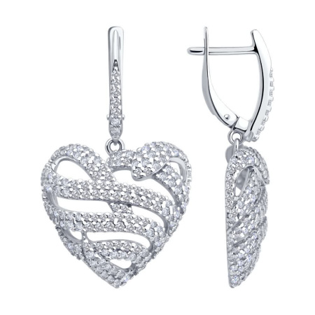 Серьги из серебра с фианитами «Змея»