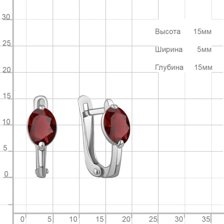 Серебряные серьги с гранатом