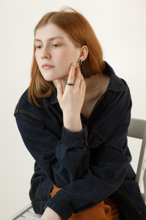 Серьги из серебра с натуральным сапфиром