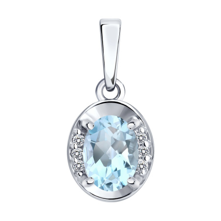 Подвеска из серебра с топазом и фианитами