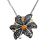 Серебряный кулон на цепи с цитрином, марказитами Swarovski и позолотой