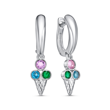 Серебряные серьги с кварцем «Мороженое»