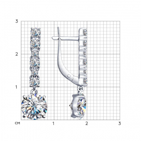 Серьги из серебра с фианитами