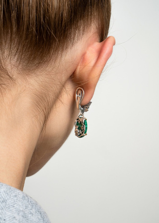 Серьги с малахитом из серебра