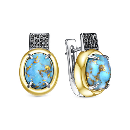 Серьги из серебра с бирюзой и фианитами