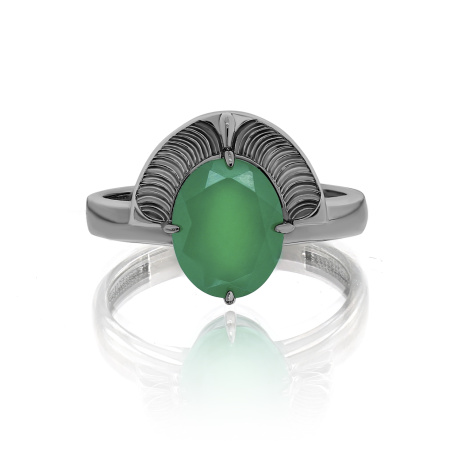 Серебряное кольцо с зеленым ониксом