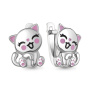 Серьги из серебра с эмалью «Котик»