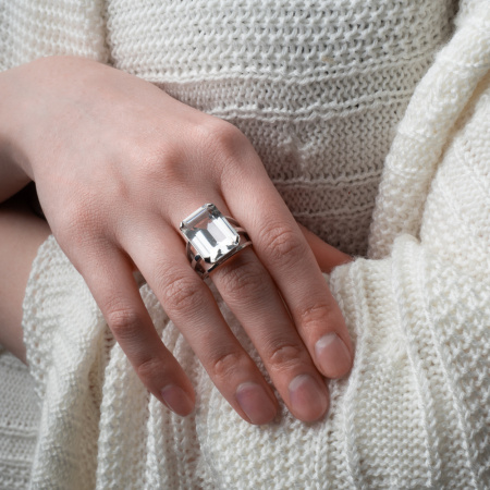 Серебряное кольцо с горным хрусталем