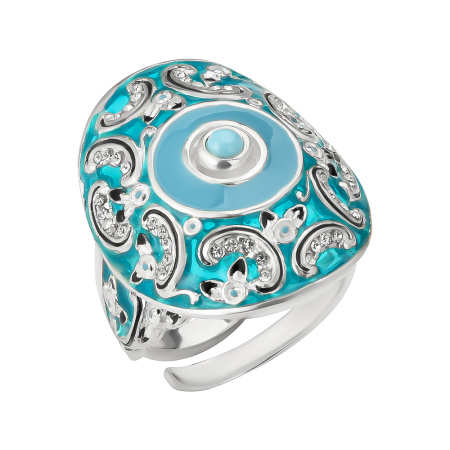 Кольцо из серебра с эмаью «Барокко»