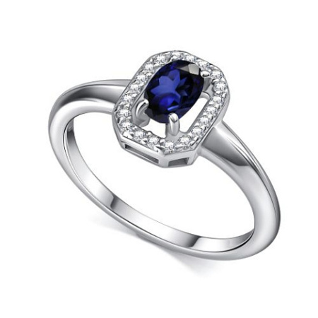 Серебряное кольцо с сапфиром и фианитами
