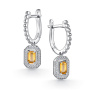Серьги из серебра с цитрином и фианитами
