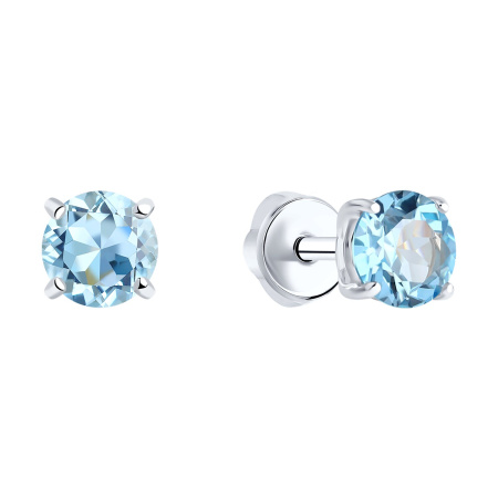 Серьги-пусеты из серебра с топазом