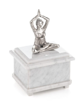 Шкатулка «Йога» серебро и мрамор