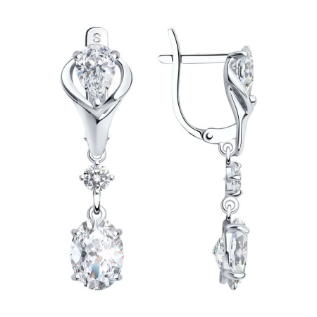 Серьги из серебра с фианитами