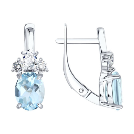 Серьги из серебра с топазами и фианитами