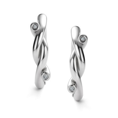 Серьги-конго из серебра с бриллиантом