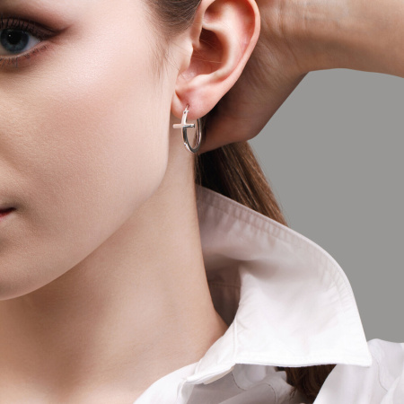 Серьги из серебра «Крест»