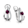Серебряные серьги с родолитом и фианитами