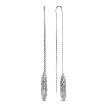 Серьги из серебра с фианитами «Перья»