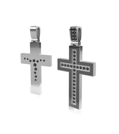 Серебряный крест с керамикой и фианитами