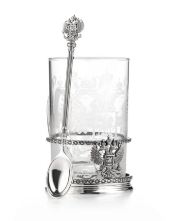 Подстаканник «Держава» из серебра с ложкой