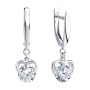 Серебряные серьги с фианитами «Сердце»