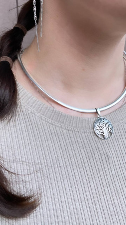 Серебряное колье Гривна ширина 14 см