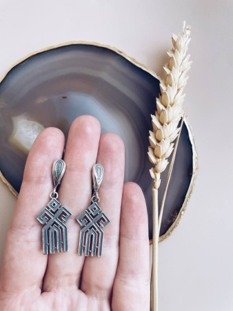 Серебряные серьги в славянском стиле «Чур»
