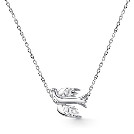 Колье из серебра с фианитами «Птица»