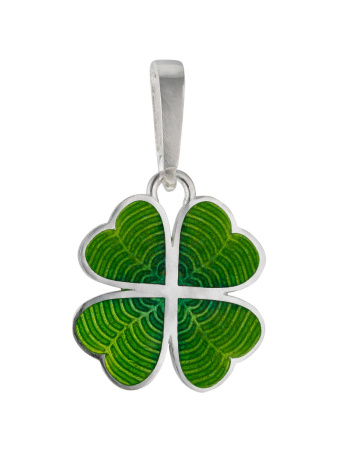 Серебряная подвеска с эмалью «Клевер»