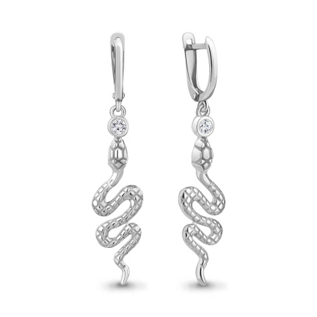 Серебряные серьги с фианитами «Змеи»