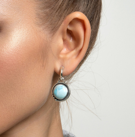 Серебряные серьги с ларимаром