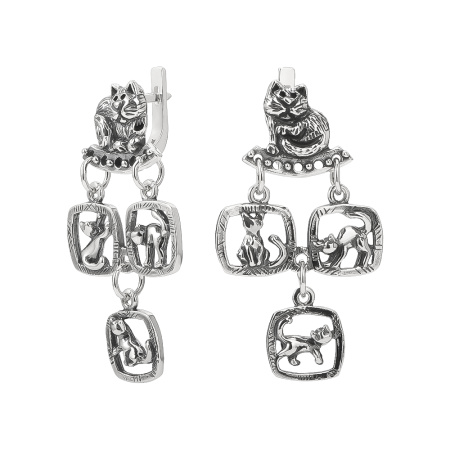 Серебряные серьги «Три-котаж»