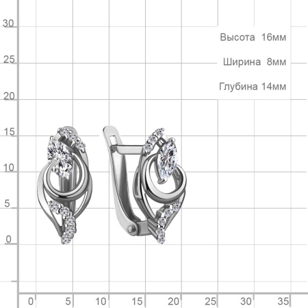 Серьги из серебра с фианитами